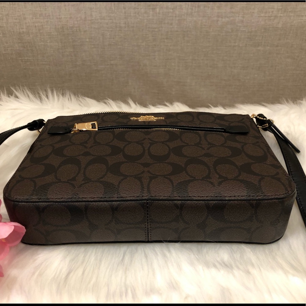 NWT COACH SIGNATURE GALLERY CROSSBODY BROWN/BLACK - Picture 6 of 8